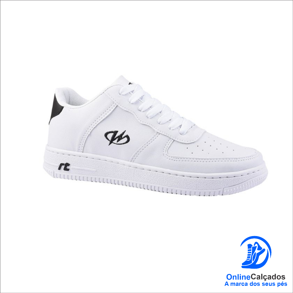 Tênis Estilo Retrô  -, Esportivo, Masculino e Feminino - branco/preto