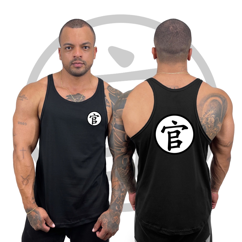 Regata Cavada Masculina em Algodão Kanji Anime Bombey