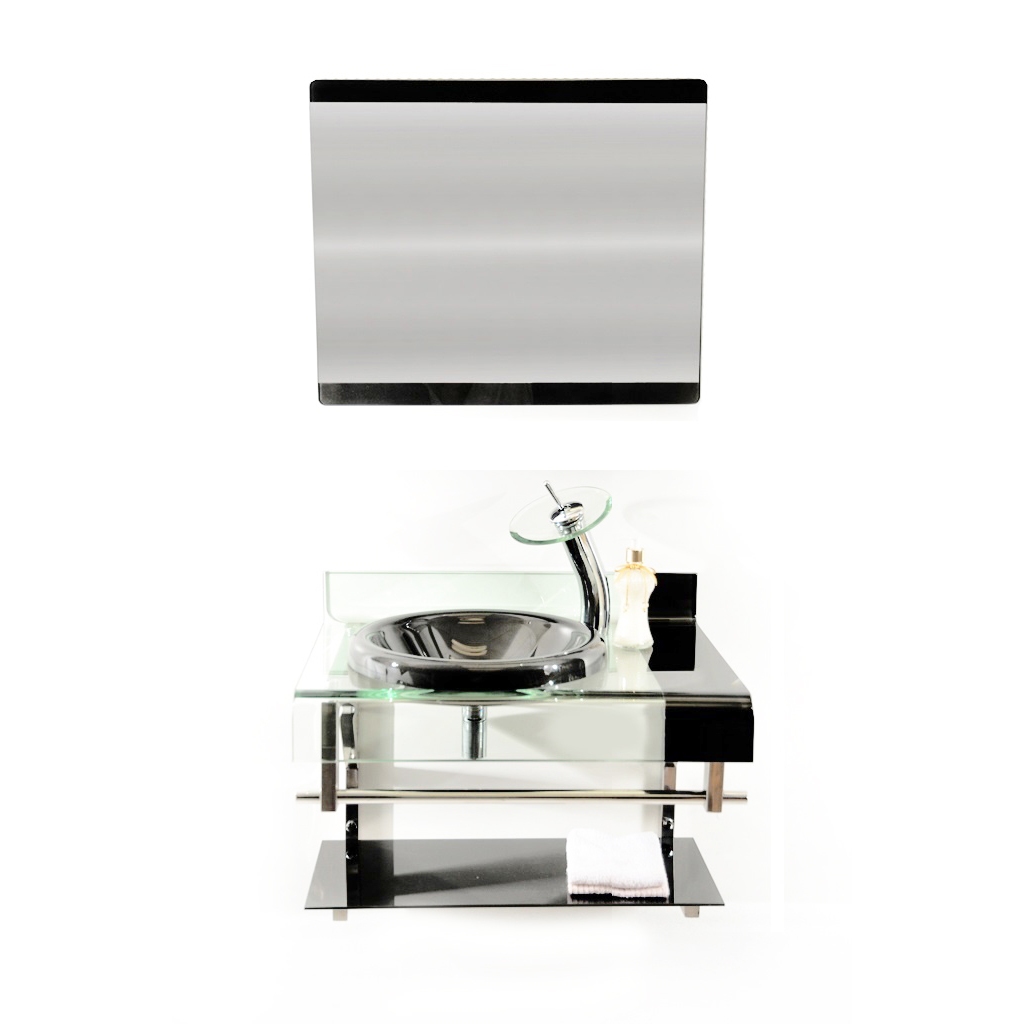 Gabinete Vidro Banheiro Estilo Choppin 60cm Inox Cores — imagem 2 de 2