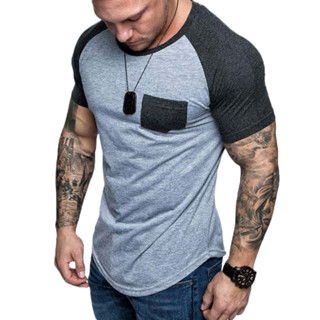 camiseta masculina manga curta raglan com bolso
