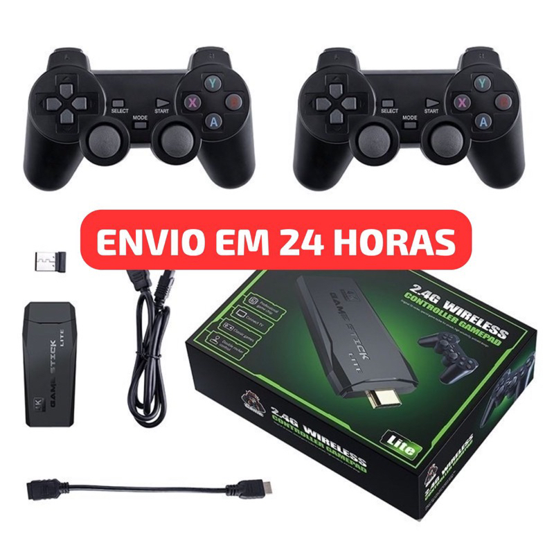 Videogame Stick 10mil 2 Controles Sem Fio Console Original Portátil Jogos Retro Antigo Marisa