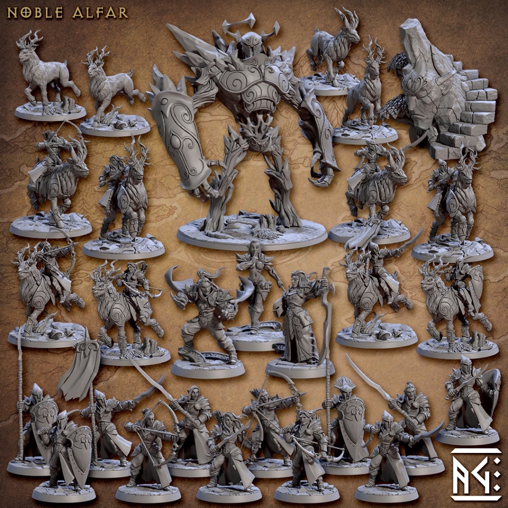 Miniaturas Elfos - Noble Alfar para RPG, Zombicide, D&D
