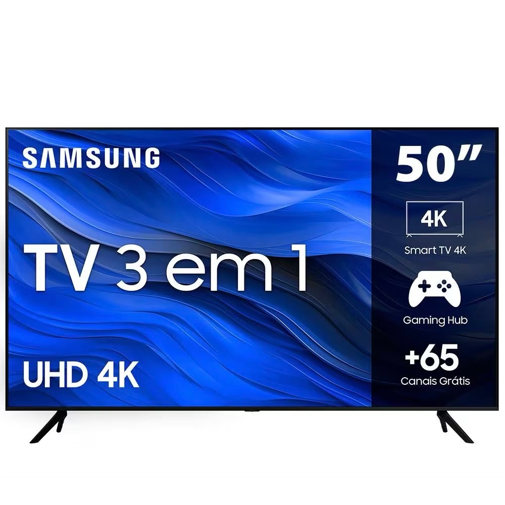 Smart TV 50" UHD 4K Samsung 50CU7700, Processador Crystal 4K, Samsung Gaming Hub, Visual Livre de Cabos, Tela sem limites, Alexa built in