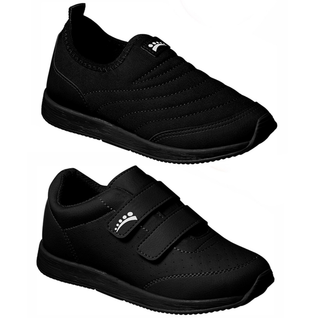 Kit 2 Tênis Infantil Ortopasso Jogging Menino Menina Preto Escolar Confortável em Oferta na Shopee