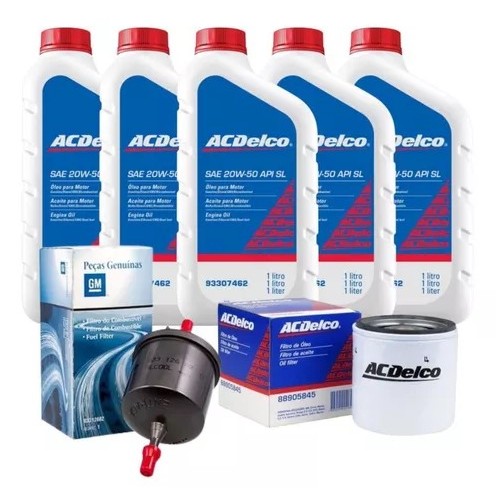 Kit 5 Óleos 20w50 Mineral Acdelco + filtros 93307462/88905845/93281612