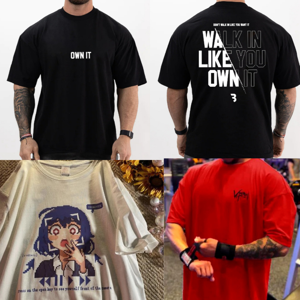Camiseta Oversized Kit 3 unidades Queima De Estoque Estampas Diversas Promoção