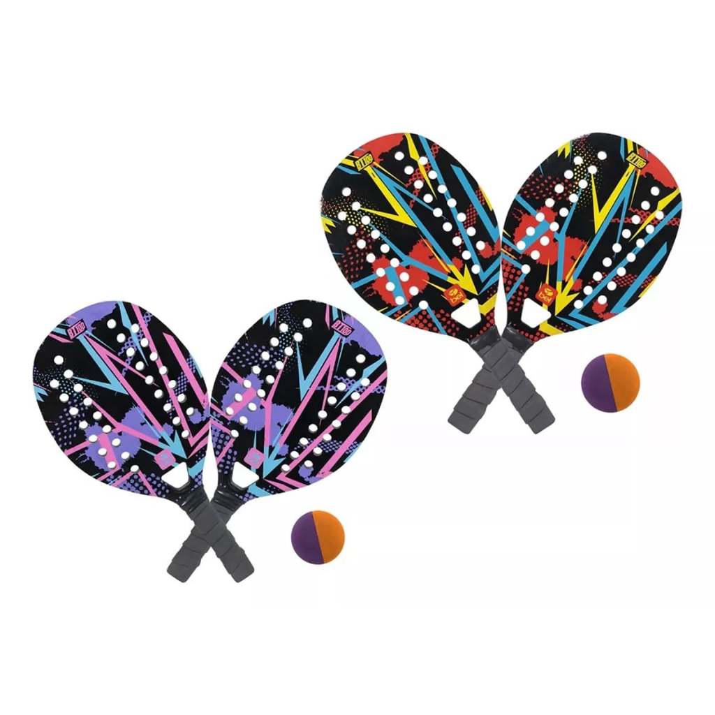 Kit 2 Raquetes Beach Tennis BEL BT100 Madeira Com Bolinha - Sports & Outdoors