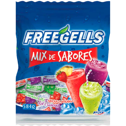 Bala Freegells Mix Sabores Azul 475g em Oferta na Shopee