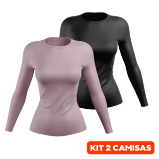 Kit 2 Camisas Feminina com Proteção Solar UV 50 + Camiseta Manga Longa