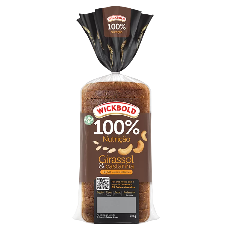 Pão Integral 100% Nutrição Girassol & Castanha Wickbold Pacote 400g em Oferta na Shopee