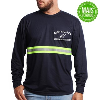 Camiseta Uniforme Eletricista Manga Longa Manga Curta Faixa Refletiva Pv