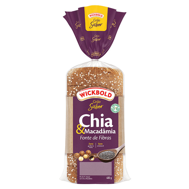 Pão Integral Chia E Macadâmia Wickbold Grão Sabor Pacote 400g