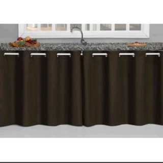 Cortina De Pia Cozinha com Ilhos Oxford Liso Bem Franzida De 4,00m X 0,90 Varias Cores