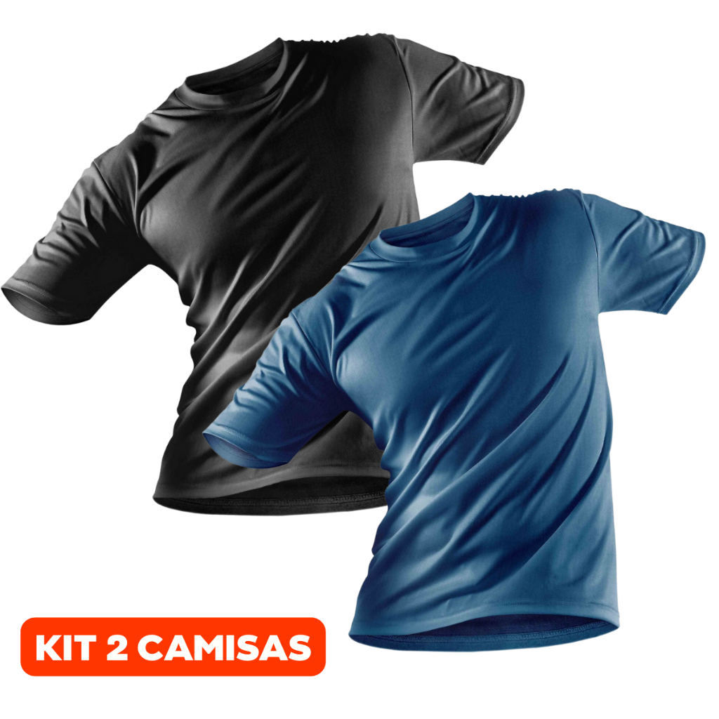 Kit 2 Camisas Camiseta Proteção Solar UV 50+ Manga Curta Masculina Fitness Academia Térmica Praia Piscina