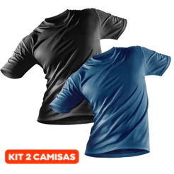 Kit 2 Camisas Proteção Solar UV Masculina Academia Fitness Manga Curta Blusa Térmica Praia Piscina