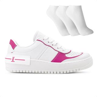 Tênis Vizzano Casual Rosa Feminino Original com Nota Fiscal e Garantia + 3 Pares de Meias