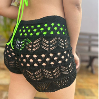 Short Saída de Praia Feminino, Short em Tricot Shortinho Leve e Confortável Verão 2024