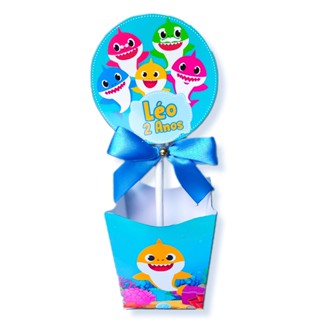 CAIXA CACHEPO / CENTRO DE MESA PERSONALIZADO BABY SHARK Lembrancinha Aniversário