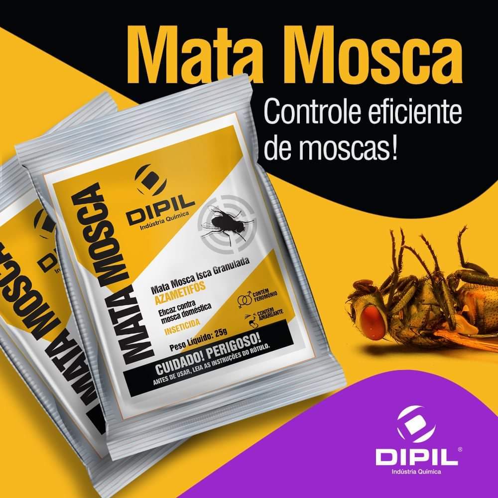 Mata Mosca Isca Granulada Dipil com 4 envelopes de 25g cada Alto Poder de Eliminação Casa, Cozinha, Jardim
