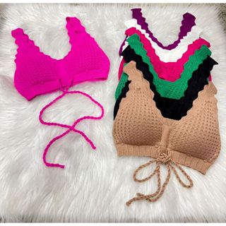 Cropped Milly modal Tricot com renda bojo amarração moda blogueira