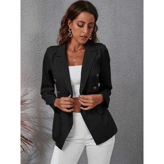 Blazer Feminino Alfaiataria Casaco Social Com Botão Tendências Moda Evangélica Blazer Plus Size G1 G2 G3