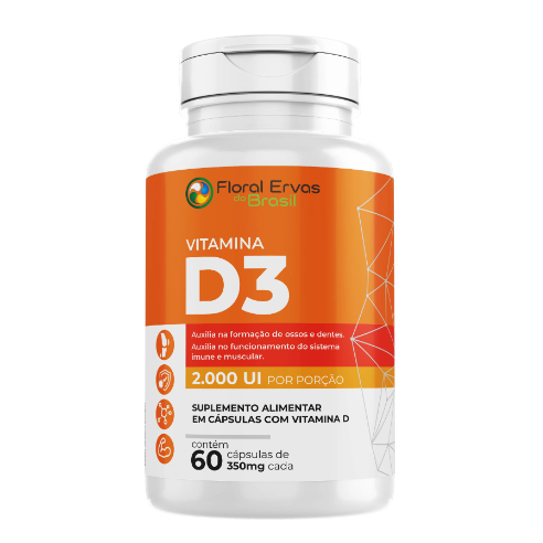 Vitamina D3 2.000 UI por Dose 60 Cápsulas Floral Ervas do Brasil