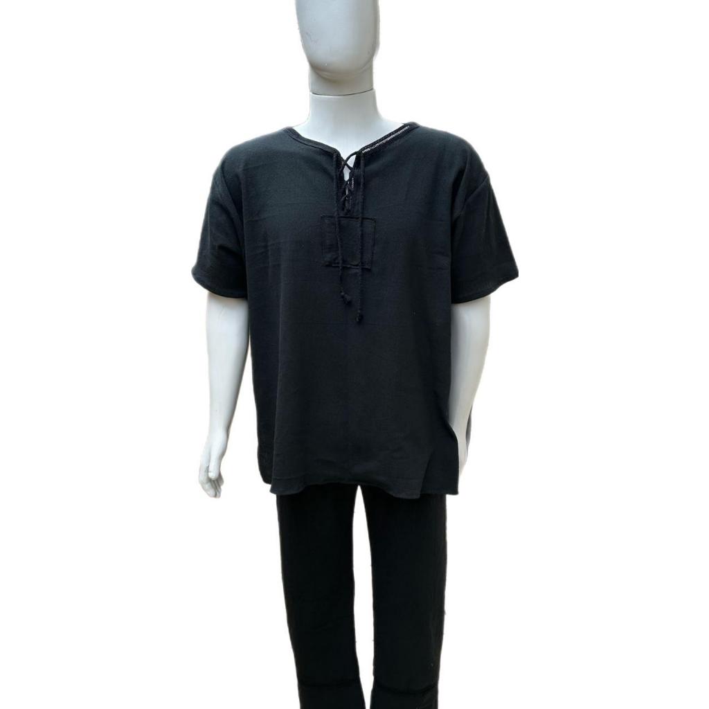 Conjunto Masculino Algodão Crú Ráfia Umbanda Candomblé Exu