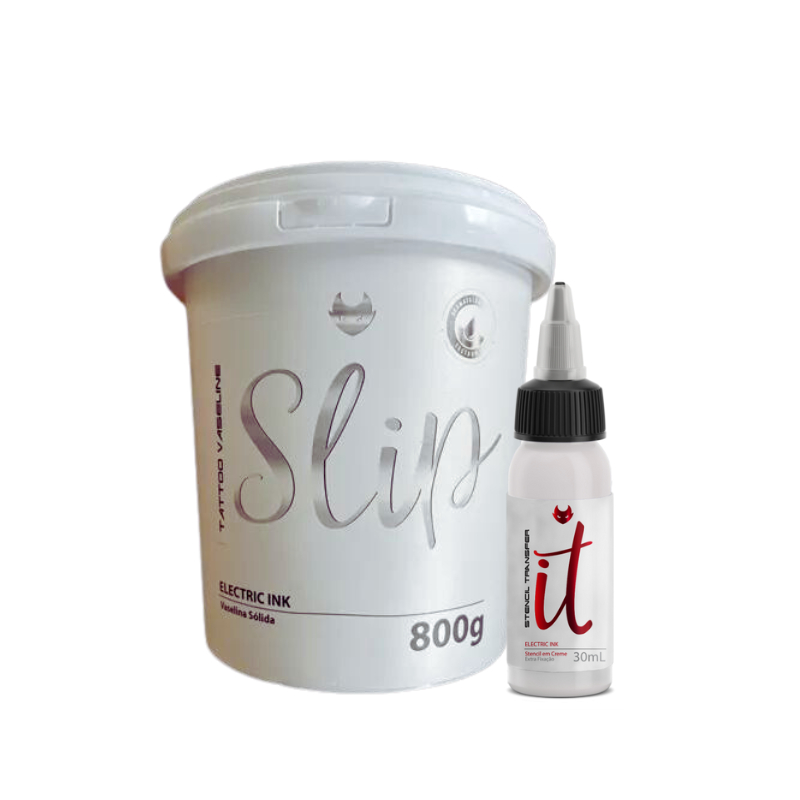 Kit Vaselina Slip 800g + Transfer It 30ml Electric Ink Tattoo Tatuagem OFERTA RELÂMPAGO