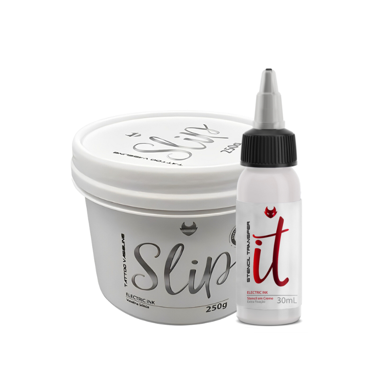 Kit Vaselina Slip 250g + Transfer It 30ml Electric Ink Tattoo Tatuagem Oferta Imperdível