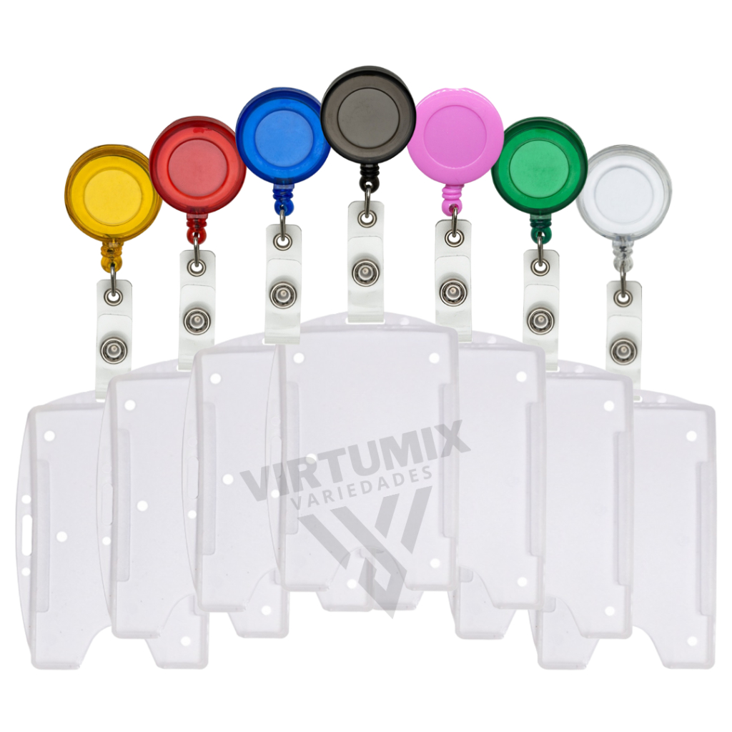 Porta Cracha Retrátil Roller + Porta Crachá Transparente Horizontal e Vertical em Oferta na Shopee