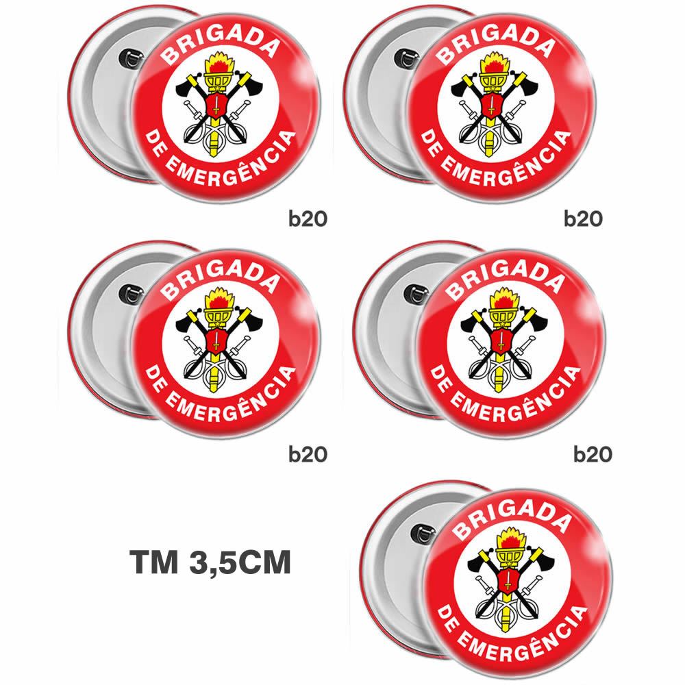 Kit 5 bottons Brigada de Emergência tm 3.5cm b20