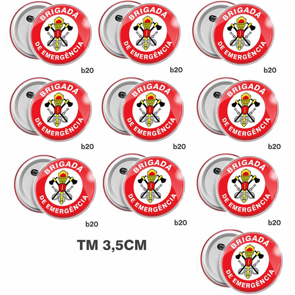 Kit 10 bottons Brigada de Emergência tm 3.5cm b20