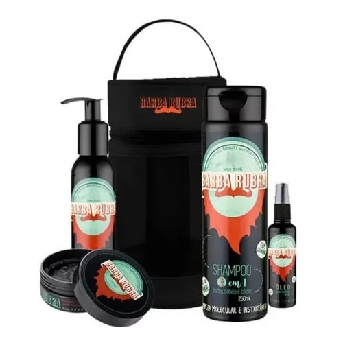 kit balm, óleo, pomada e necessaire para barba - barba rubra