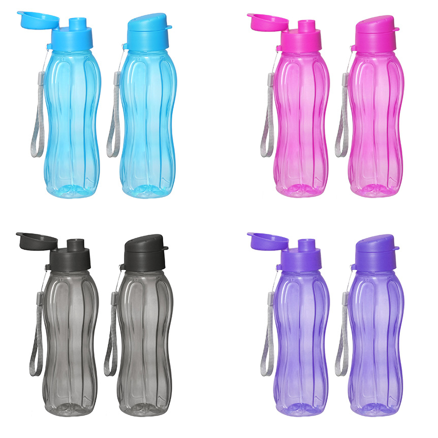 Garrafa De Água Squeeze 600ML 23,5CM Com Alça Ideal Para Academia Passeios Trabalho Multicolorida
