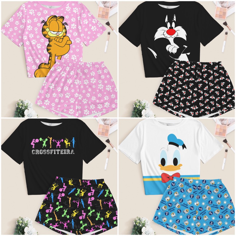 Pijama feminino moda de dormir em Oferta na Shopee