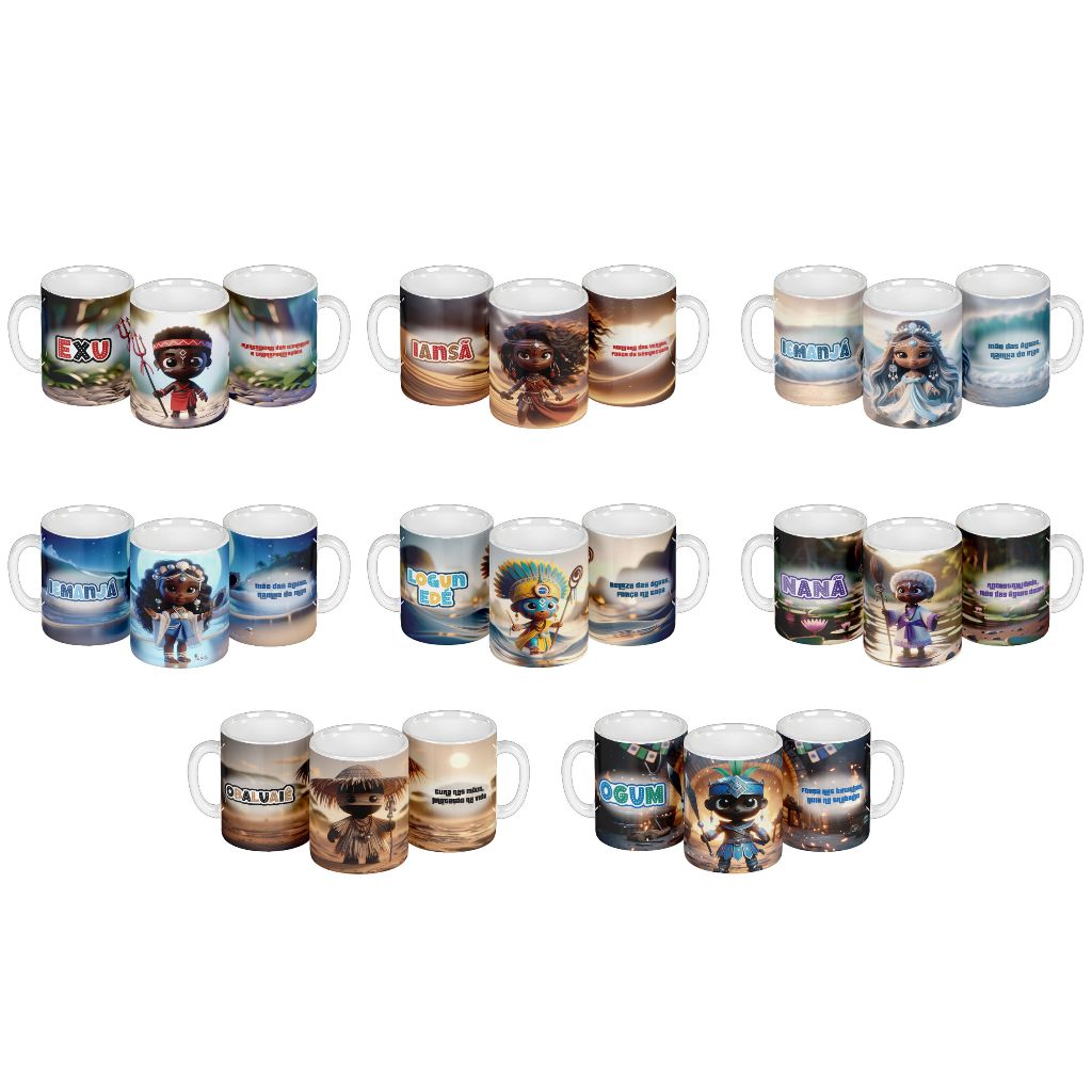 Caneca Xícara Orixá Diversos Modelos Umbanda Candomblé Exu Iemanjá Iansã Oxóssi Oxum
