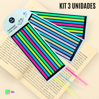 Kit 3 Blocos Notas Adesiva Transparente Para Marca Texto e Pagina com 480 Flags (fitinhas) I Livro I Bíblia I Caderno
