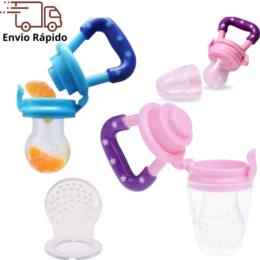 Chupeta Alimentadora Frutas Papinhas Mordedor Bico e Tampa Higiênica  silicone criança Menina Menino em Oferta na Shopee