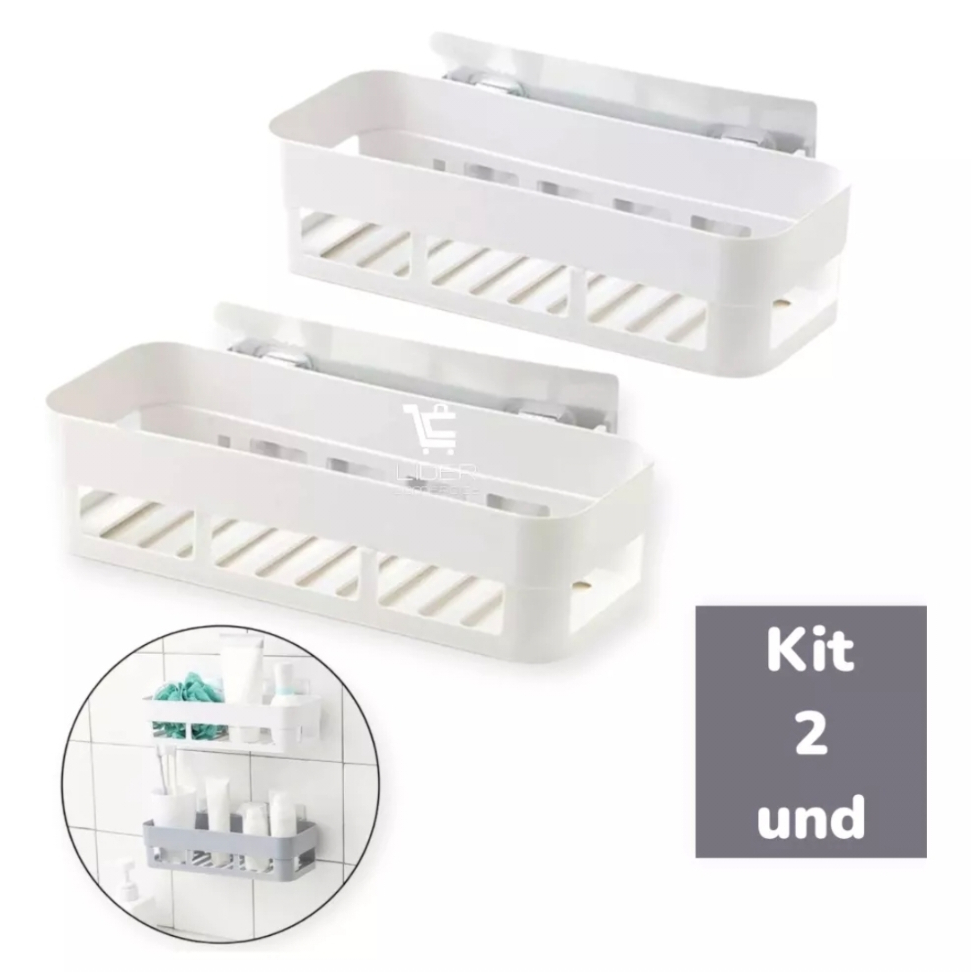 Kit 2 Suporte Organizador De Parede Plástico Para Shampoo Banheiro Cozinha Adesivo