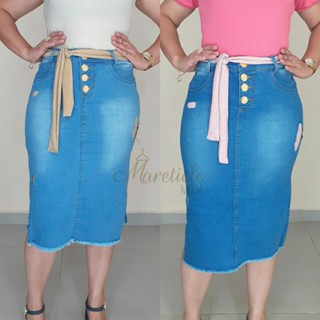 Lançamento Saia Jeans Com Faixa 34 ao 44