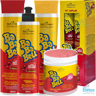 KIT BABABELL MORANGO BELL CORPUS COSMÉTICOS HIDRATAÇÃO E FORÇA CHICLETE