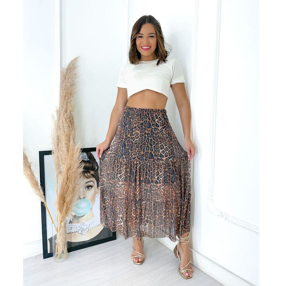 Saia Animal Print Midi: Onde Comprar | BuscaProdutos
