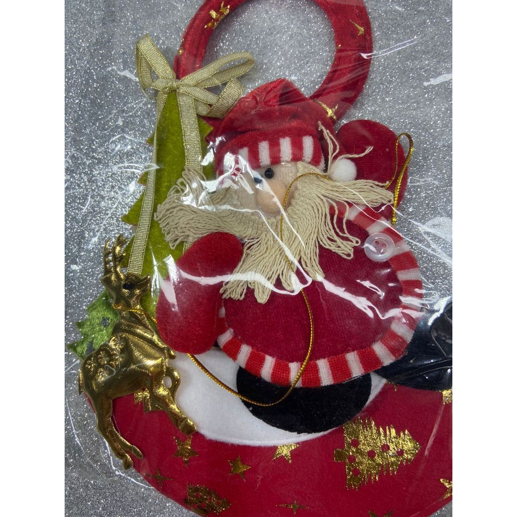 Enfeite Para Natal 25x20Cm Para Porta Papai Noel Sino Sininho Para Decorações Deixando Seu Natal Ainda Mais Decorado