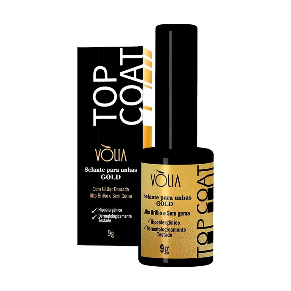 Top Coat Com Gliter Vòlia Gold Cor Dourado - Selante De Unhas Original