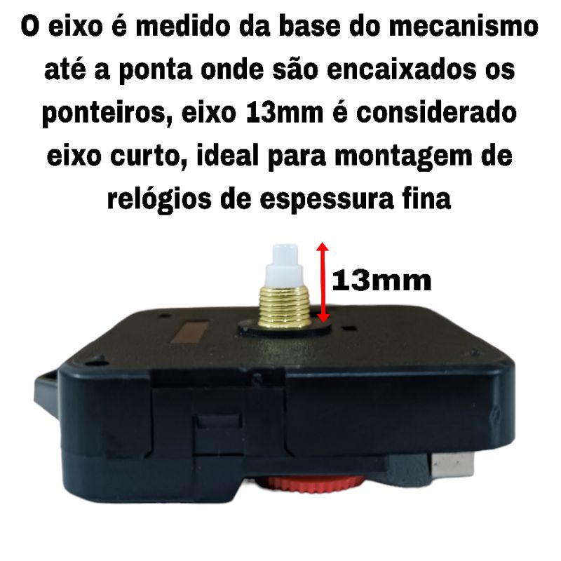 Máquina Do Movimento Relógio De Parede Eixo Curto 13mm + Ponteiros Colonial Branco
