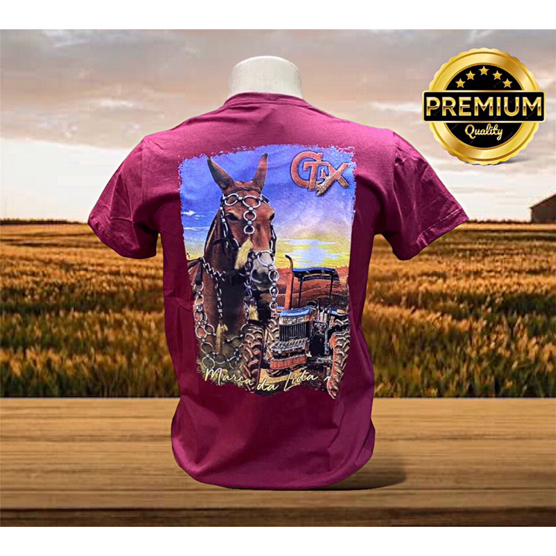 Camiseta Masculina Country Muladeiros Excelente Qualidade Fio 30.1 Penteado 100% Algodão Cor Vinho Diversas Estampas no Para Rodeios Vaquejadas Cavalgadas