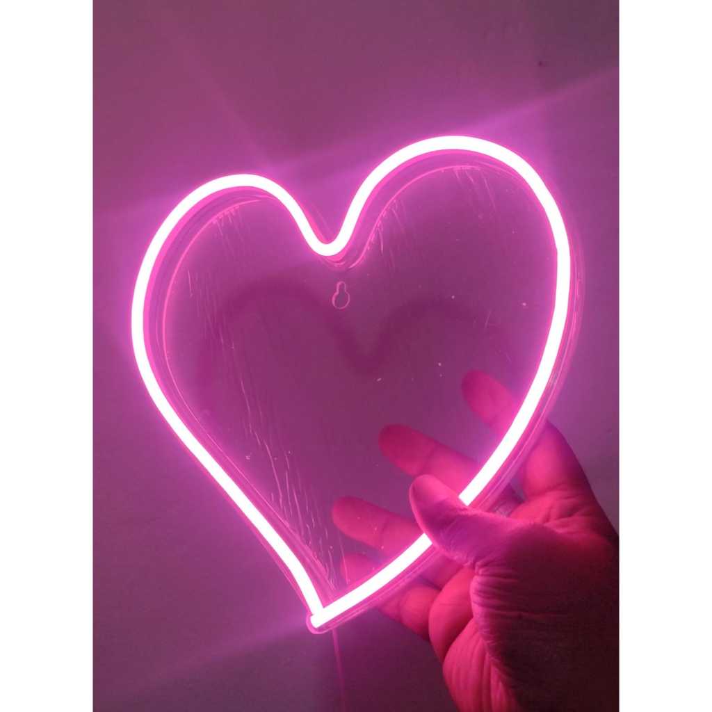 luminária placa painel coração Neon Led Coração Iluminação 24 cm