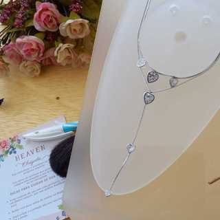 KIT 2 Colares Heaven  - Colar Choker e Colar Gravatinha Corações de Zircônias no Ródio Branco
