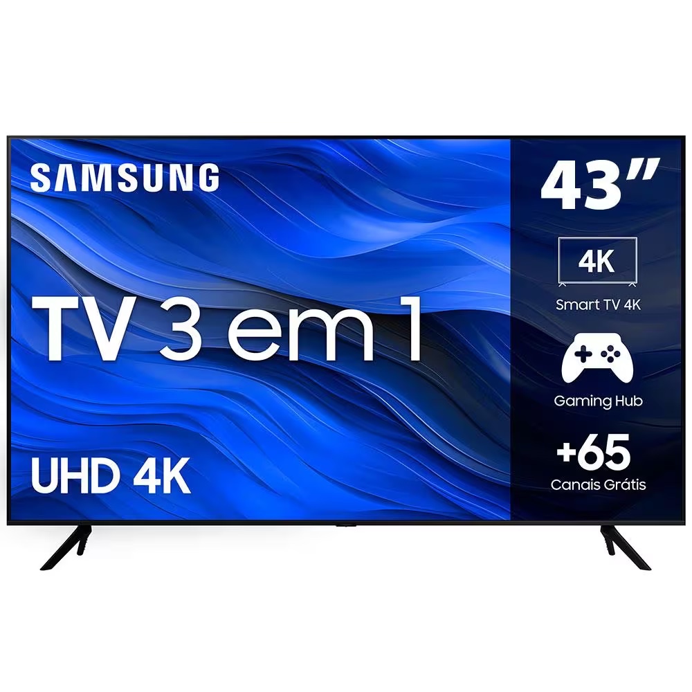 Smart TV 43" UHD 4K Samsung 43CU7700, Processador Crystal 4K, Samsung Gaming Hub, Visual Livre de Cabos, Tela sem limites, Alexa built in