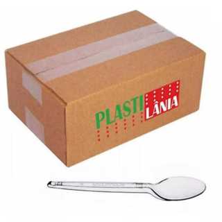 200 COLHER SOBREMESA DESCARTAVEL TRANSPARENTE BRANCA ou COLOR PLASTILANIA em Oferta na Shopee